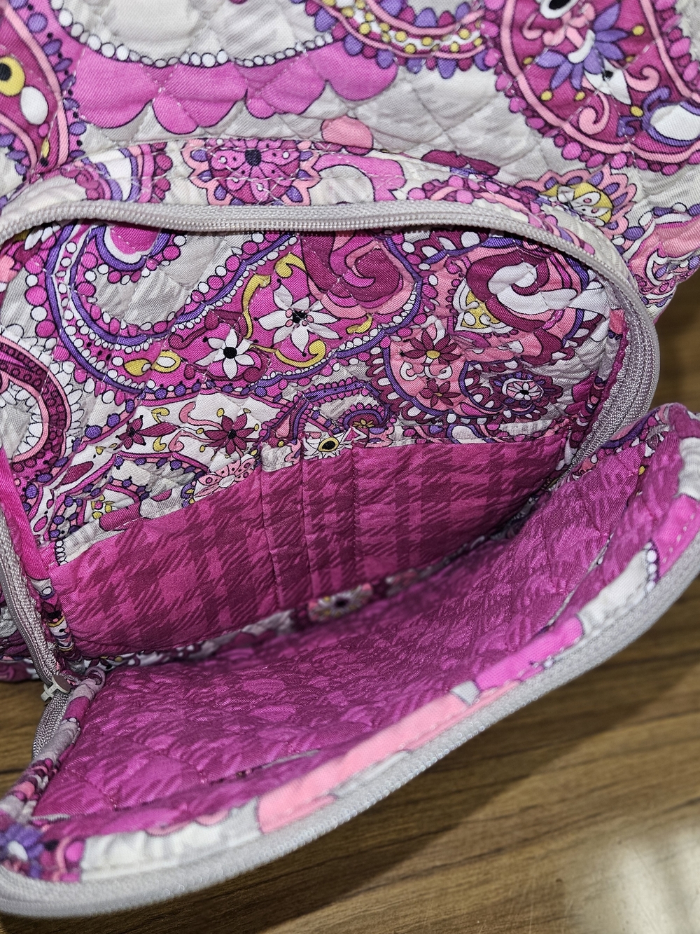 Vera Bradley Pink Paisley Quilted Backpack - Picture 2 of 3
